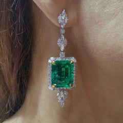 Diamond emerald cocktail earrings