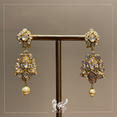 Elaborate Gilt Pearl Chandelier Earring