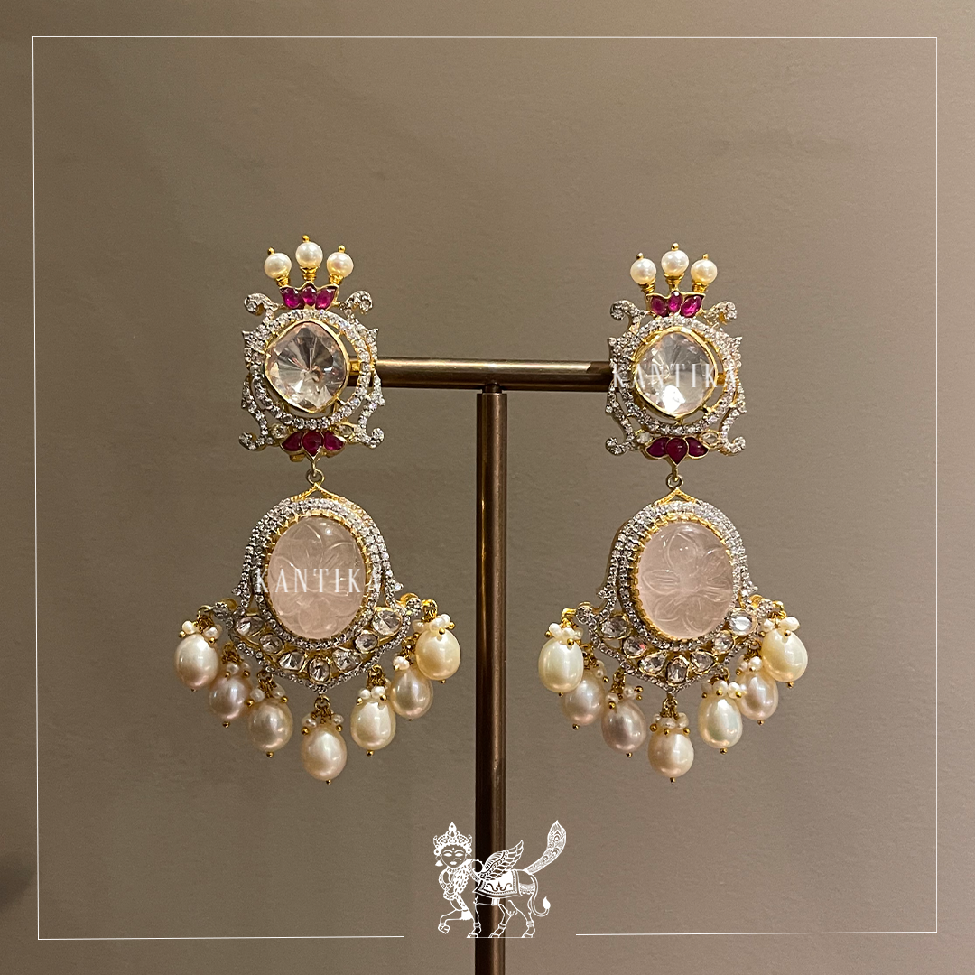 Pink Pearl Chandelier Earrings