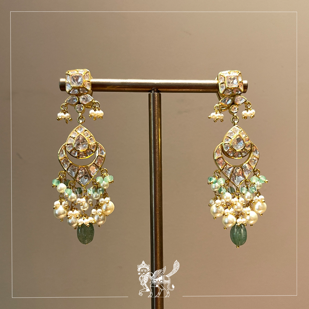 Green Gemstone Drop Earrings