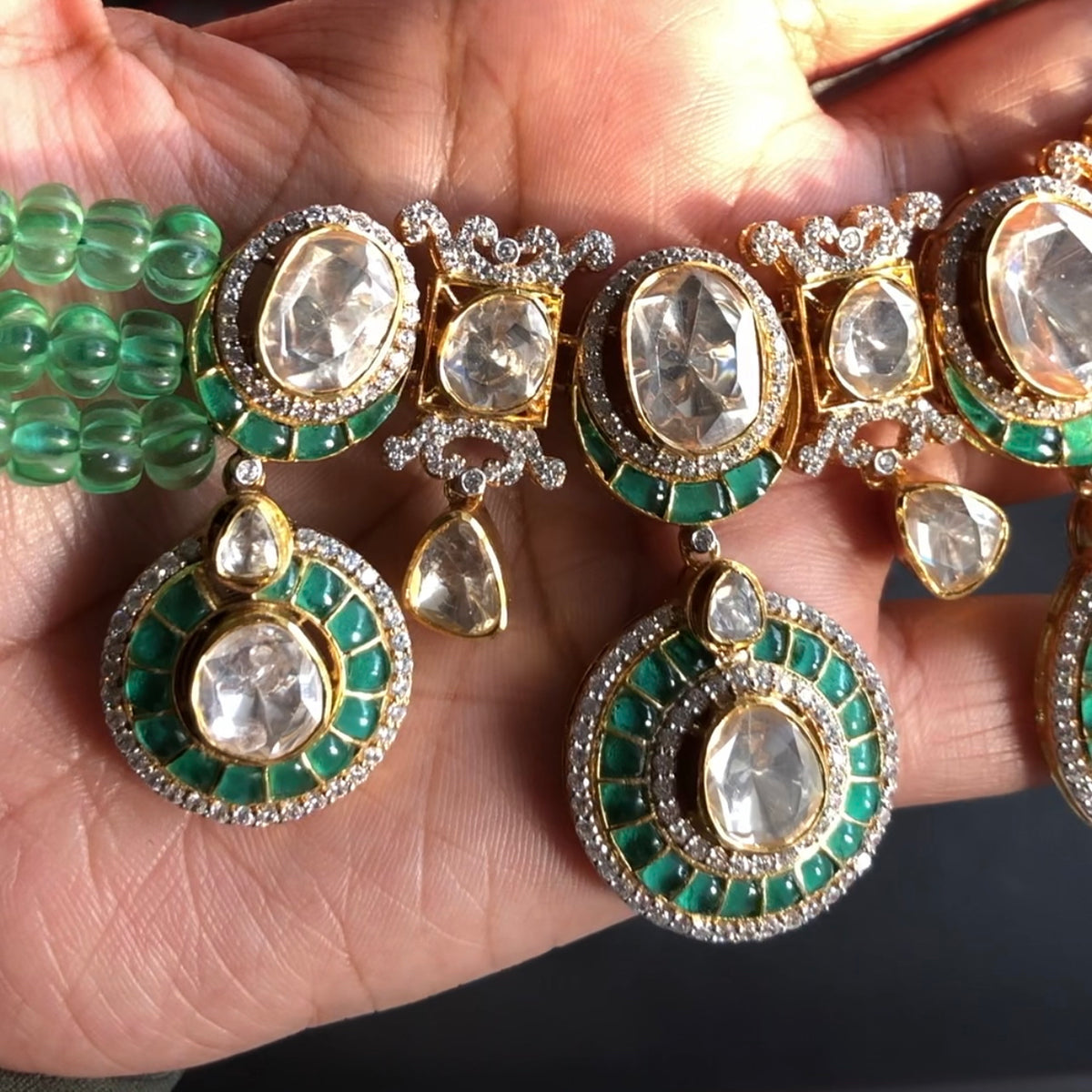 Round emerald Rani necklace only