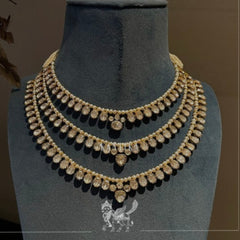 Three tier polki necklace