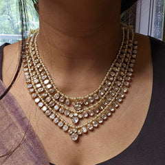 Three tier polki necklace