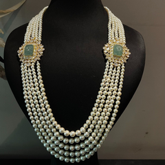 Twin Ornate Brooch Pearl Necklace