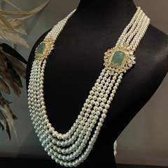 Twin Ornate Brooch Pearl Necklace