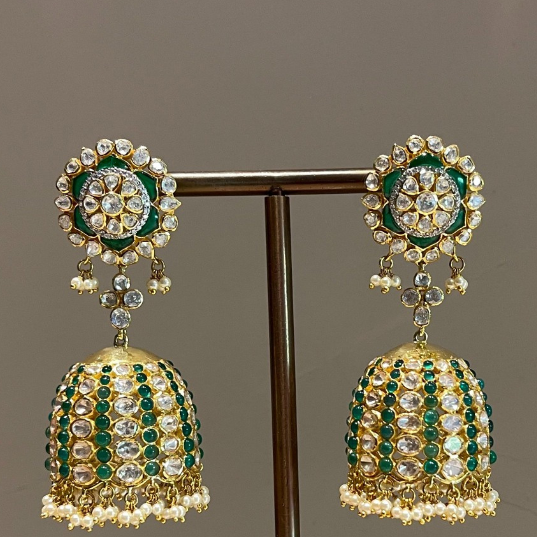 Emerald Brilliance Long Jhumka