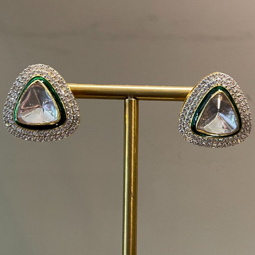 Royal Trifecta Meena Polki and Diamond Studs