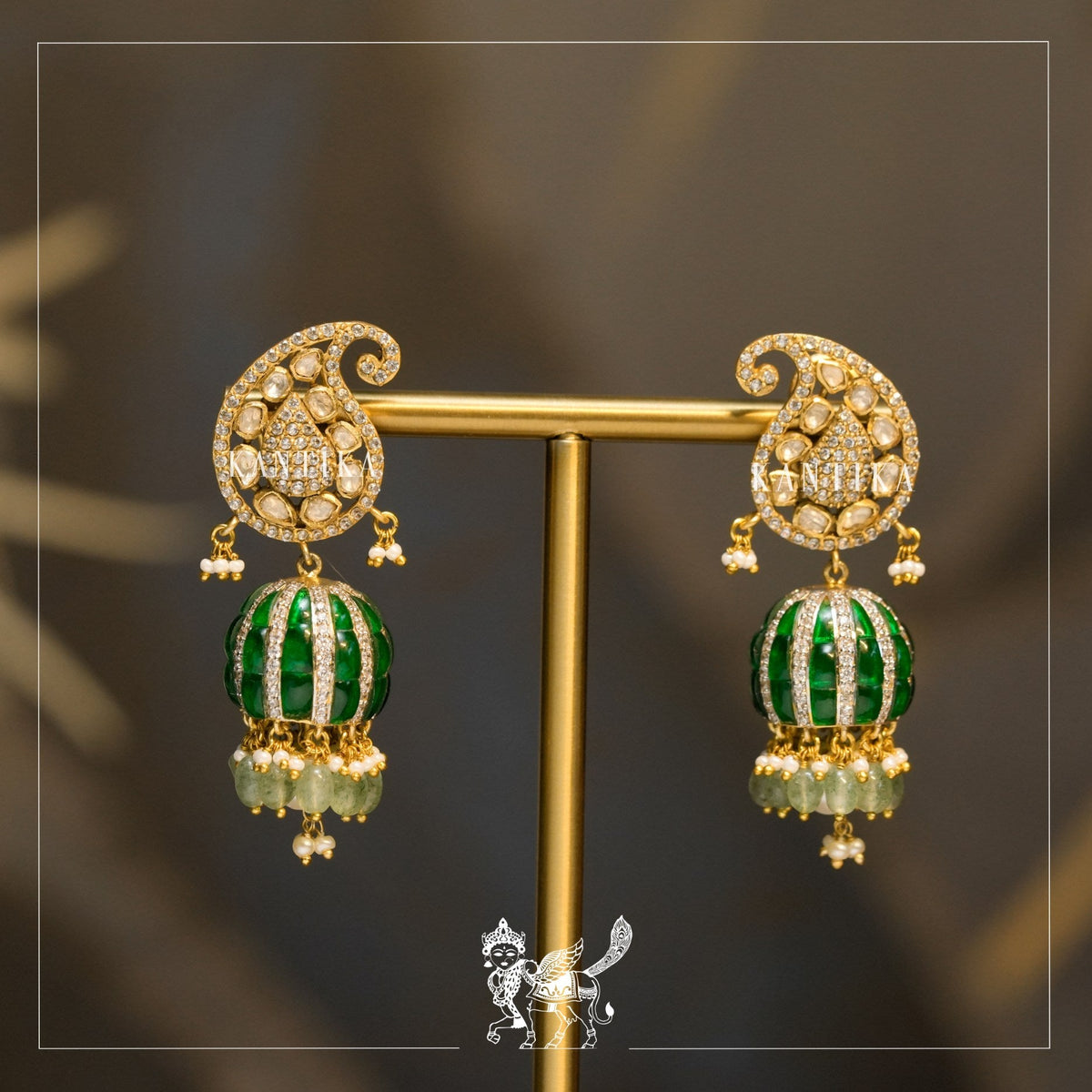 Green Stone Polki Earring