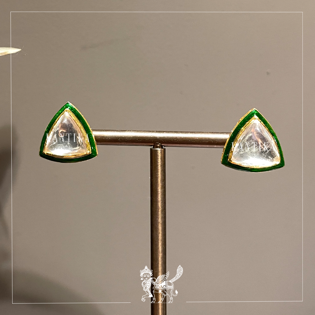 Triangular Meenakari Studs