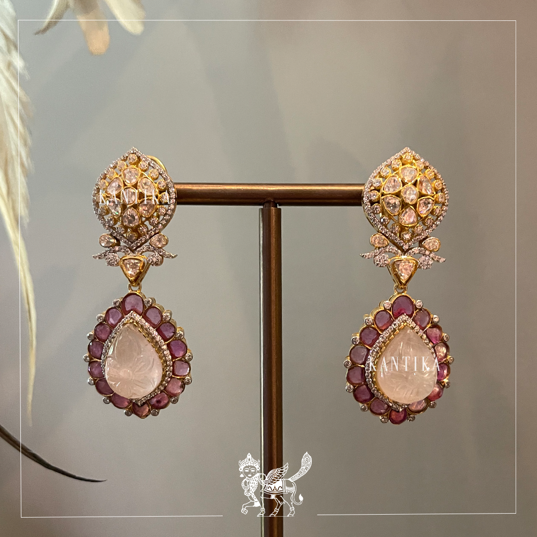 Pink Elaborate Drop Earrings