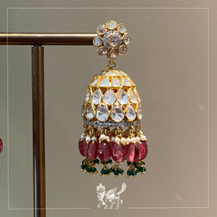 Ruby Green Drop Jhumkas