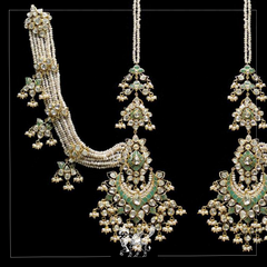 Elaborate pearl Jhumkas with Hair Chain