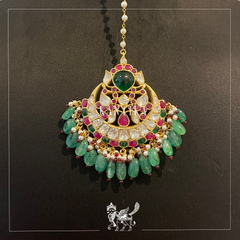 Emerald and Ruby Floral Maangtika