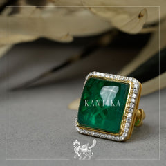 Emerald Stone Polki Ring