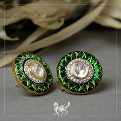 Meenakari Polki Studs