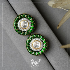 Meenakari Polki Studs