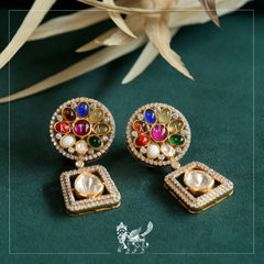 Navratna Circular Earrings