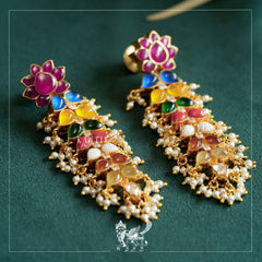 Navratna Lotus Petal Earrings