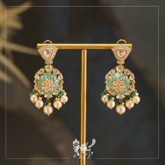 Pearl Drop Emerald Earrings