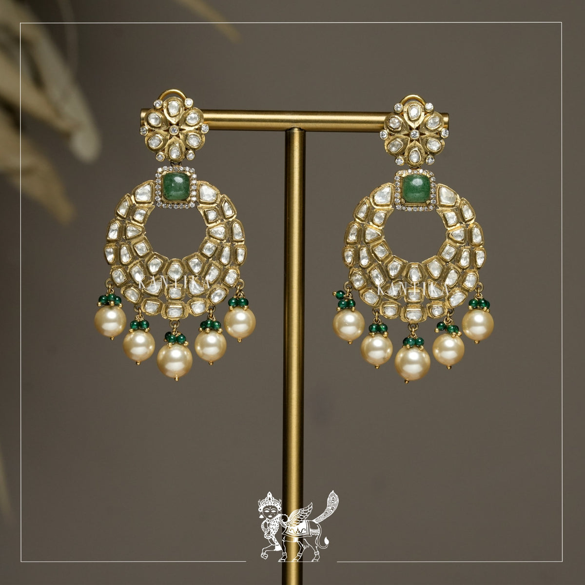 Uncut Polki Pearl Drop Earrings